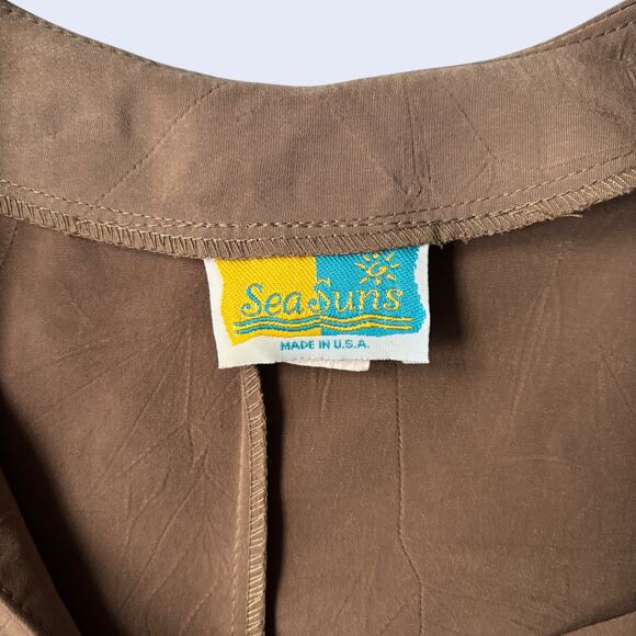 SeaSuns Minimalist Vintage Blouse Brown Relaxed Scoop Neck 90s - Picture 3 of 5